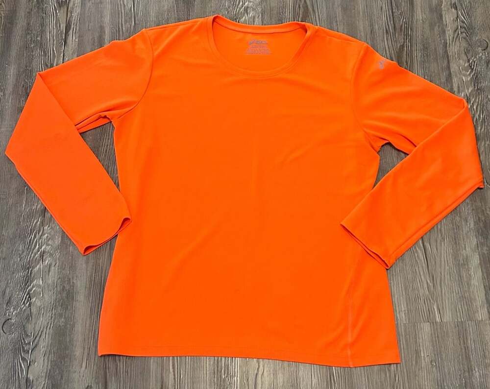 Asics Long Sleeve Athletic Shirt Neon Orange Size XL